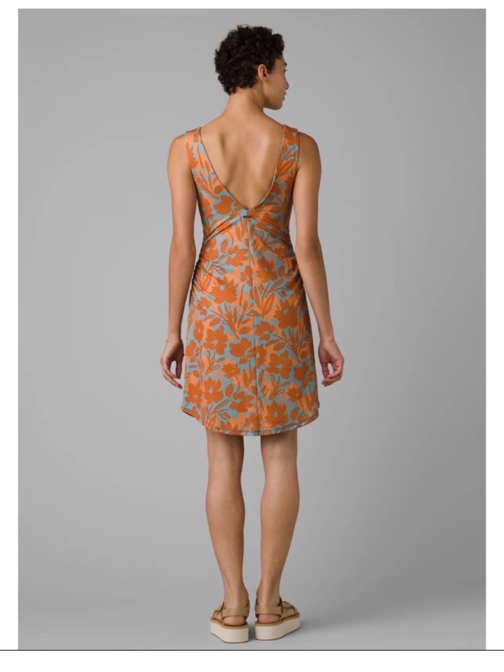 prAna Pearl Isla dress faded poppy bloom floral print V-neck, sleeveless dress S - Picture 2 of 8